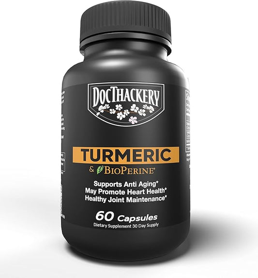 Turmeric Curcumin, with BioPerine, 650mg, Capsules - 95% Curcuminoids, Black Pepper Fruit Extract, Maximum Absorption - High Potency Turmeric Supplement - (60 Count Bottle)
