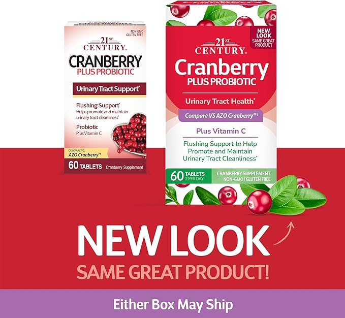 21st Century Cranberry Plus Probiotic Tablets, 60 Count