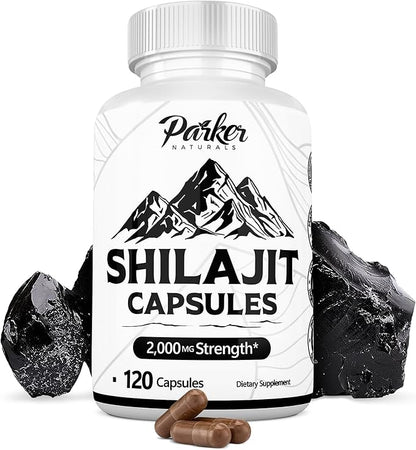 Pure Himalayan Shilajit Capsules, 2000 mg Strength Shilajit Fulvic Acid Supplement, Vegan and Gluten-Free Capsules, 120 Count