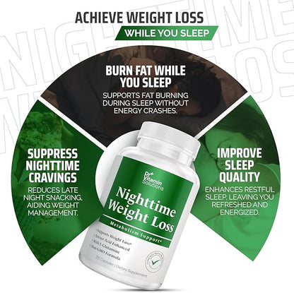 DR. Vitamin Nighttime Fat Burner Supplements - Appetite Suppressants for Weight Loss - Night-Time Fat Burner for Women and Men Supporting Sleep & Relaxation - Metabolism Booster Weight Loss Pills - 35