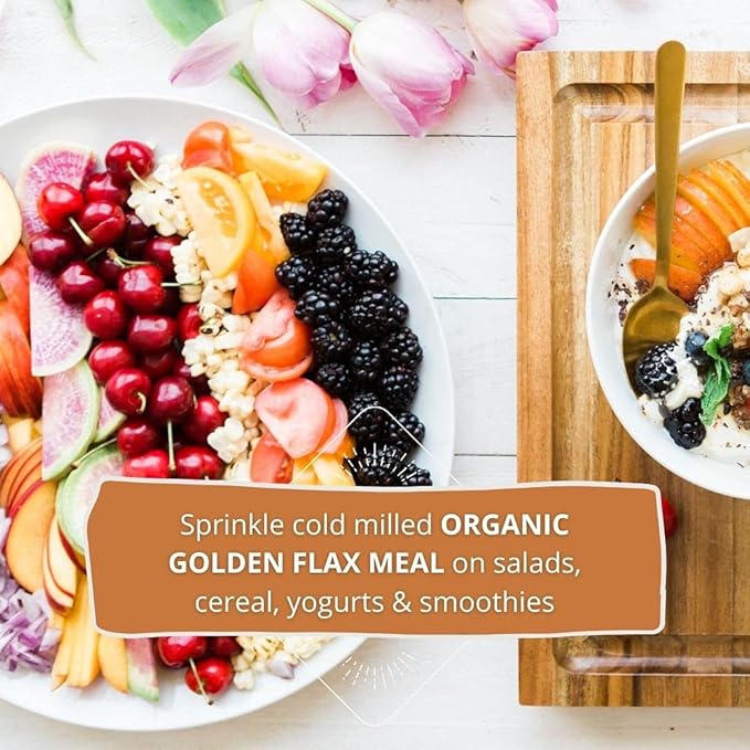 Garden of Life 100% Organic Ground Flax Seed, Cold Milled Premium Golden Flaxseed Meal for Women and Men, 2g Omega 3, Lignans, 3g Fiber, 3g Protein, One Ingredient, Preservative Free, 28 Servings (Pack of 3)