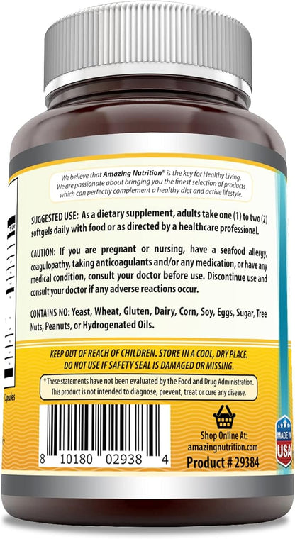 Amazing Omega Norwegian Cod Liver Oil 1250 mg 120 Softgels Supplement (Fresh Orange Flavor)