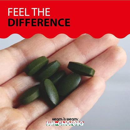 Sun Chlorella 500mg Whole Body Wellness Green Algae Superfood Supplement - Immune Defense, Gut Health, Natural Purification, Energy Boost - Chlorophyll, B12, Iron, Protein - Non-GMO - 120 Tablets