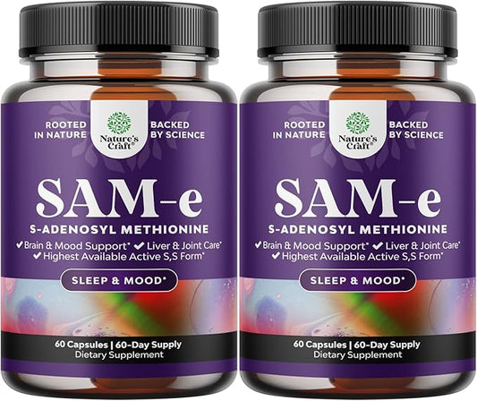Sam-E 200mg Mood Support Supplement - S-Adenosyl Methionine Sam-E Supplement for Natural Relaxing Mood Boost Brain Support and Liver Detox Cleanse - Vegan Non-GMO and Gluten Free (120 Servings)