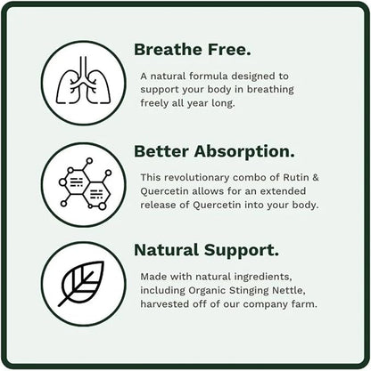 Allurtica | Sinus & Respiratory Support Supplement with Quercetin and Stinging Nettle | Seasonal Support for Adults & Kids | Non Drowsy | 40 Capsules