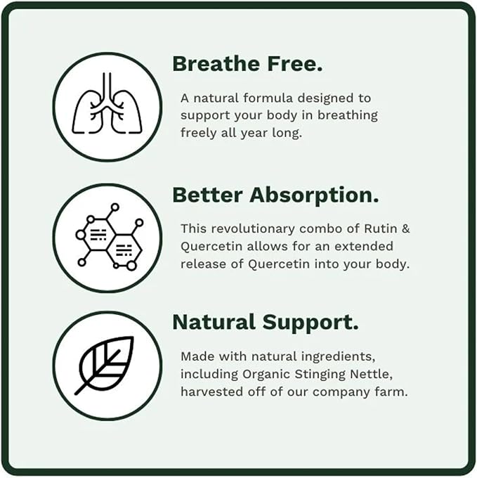 Allurtica | Sinus & Respiratory Support Supplement with Quercetin and Stinging Nettle | Seasonal Support for Adults & Kids | Non Drowsy | 40 Capsules