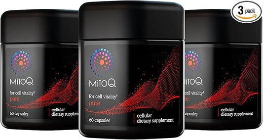 MitoQ Pure Advanced Mitochondria Supplement Superior Bioavailability to CoQ10 | Reduces Free Radical Damage for Healthy Aging, Metabolism, Heart Health, Energy, Strength & Mobility