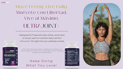 UltraMary+ Joint Support w/Glucosamine, Chondroitin, MSM, Turmeric & Boswellia – Mobility & Flexibility – 90 Capsules – Suplemento Articulaciones – Made in USA – Advanced Formula