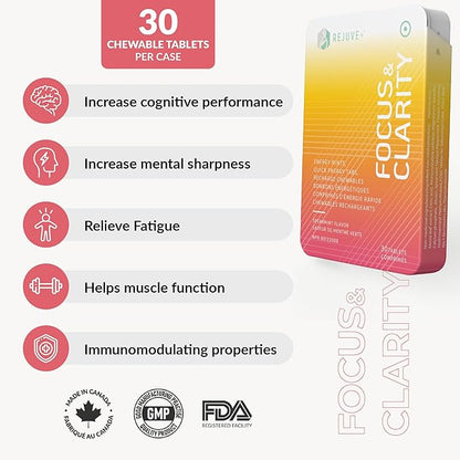 Focus & Clarity Nootropic Supplement – Brian Boost | L-Theanine, Caffeine, Lion’s Mane, Magnesium, Vitamin B6 & B12 | Brain Support, Memory, Focus & Energy | Mint Flavor (30 Chewables) (1)