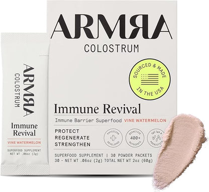 ARMRA Colostrum™ Premium Powder, Grass Fed, Gut Health Bloating Immunity Skin & Hair, Contains 400+ Bioactive Nutrients, Potent Bioavailable, Keto, Gluten & Fat Free (Vine Watermelon | 30 Servings)