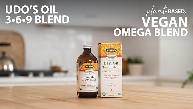 Flora - Udo's Oil High Lignan 3-6-9 Blend - Supports Immune, Brain, Eye & Heart Health - Contains Coconut, Sesame, Flaxseed & Sunflower Oils - Keep Chilled - Non-GMO & Vegan - 8.5 fl. oz.