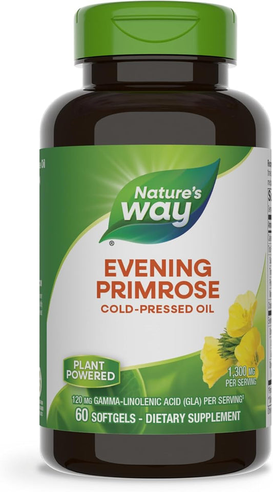 Nature's Way Evening Primrose Oil, Cold Pressed, 120 mg GLA per Serving(1), 60 Softgels (Packaging May Vary)
