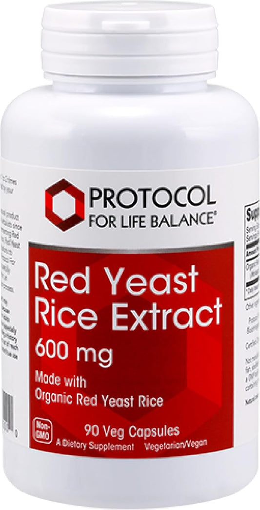 PROTOCOL FOR LIFE BALANCE Red Yeast Rice 600 mg - Made with Organic Red Yeast Rice - Dairy Free & Egg Free - 90 Veg Capsules