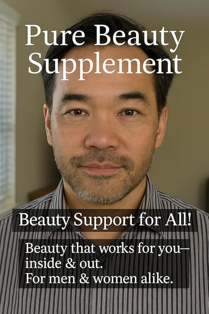 Pure Beauty by LL Supplement – Pharmacist-Formulated Anti-Aging Collagen, NR, Resveratrol, Hyaluronic Acid, CoQ10 – Glow, Hydrate, Renew from Within – 60 Capsules
