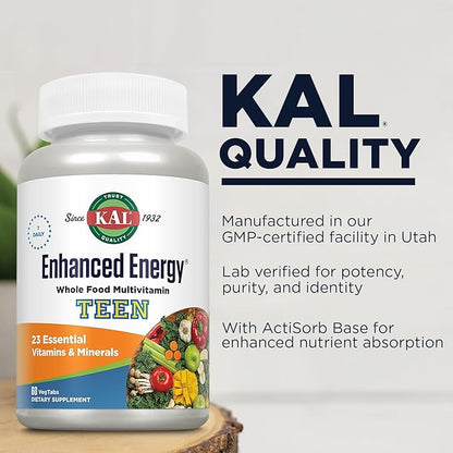 Kal Enhanced Energy for Teens Tablets, 60 Count