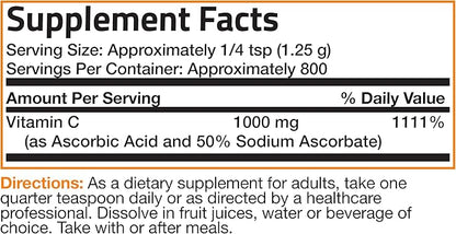 Buffered Vitamin C Powder Ascorbic Acid Buffered with Sodium Ascorbate Soluble Fine Crystals – Promotes Healthy Immune System and Cell Protection – Powerful Antioxidant - 1 Kilogram (2.2 Lbs)