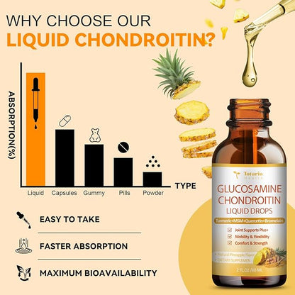 (2 Packs) Glucosamine Chondroitin MSM Support Joint Health - Chondroitin Sulfate Supplement Turmeric, Quercetin, Bromelain, MSM Oil