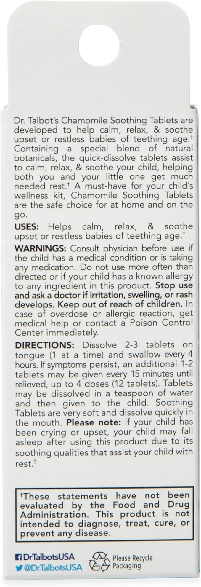 Dr. Talbot's Chamomile Soothing Tablets, Quick Dissolve, 140 Count