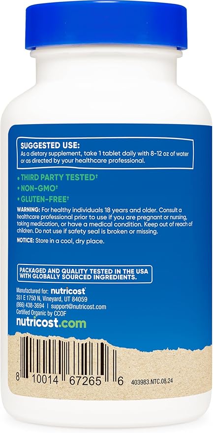 Nutricost Organic Chlorella 500mg, 240 Tablets - Gluten Free, Non-GMO