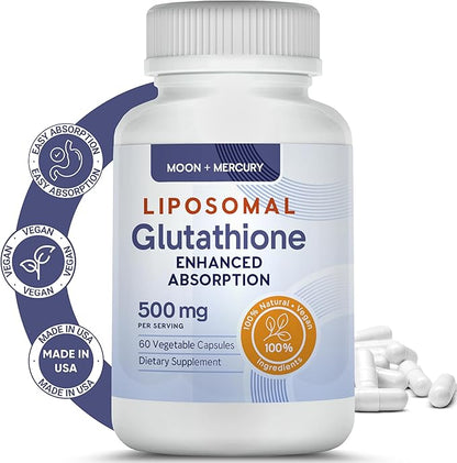 Liposomal Glutathione Non-GMO, Gluten Free 500mg Supplement - May Provide Immune Support, Liver Detox, Brain Health and Heart Health - 60 Glutathione Capsules