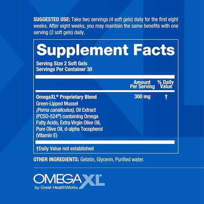OmegaXL Joint Support Supplement - 60 Softgels & VitaminXL D3 High Potency Daily Vitamin D 5000 IU 125mcg Immune Support Supplement (30 Softgels) - 2 Pack