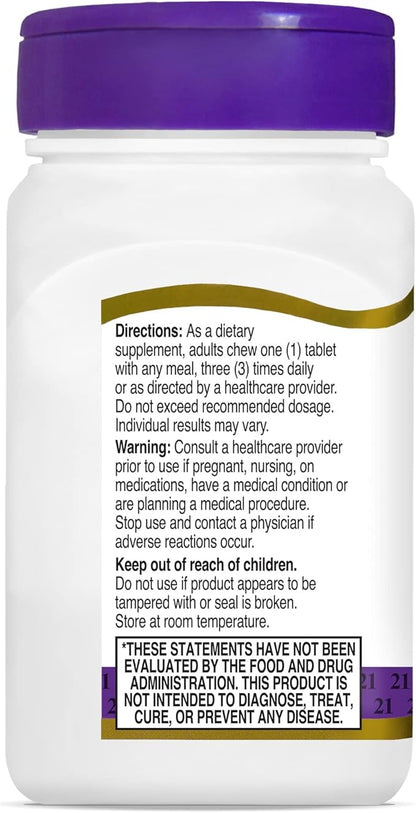 21st Century Papaya Enzyme Chewable Tablets, Tropical, 100 Count (Pack of 2)