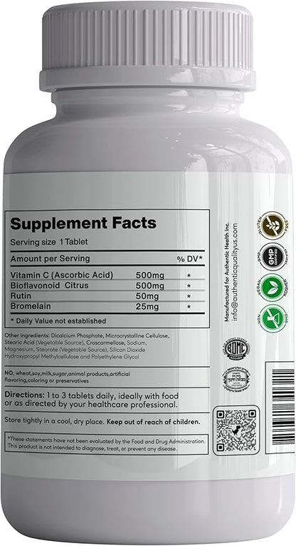 Authentic C 1:1 Bioflavonoids with Vitamin C 120 Tablets, Kosher Certified