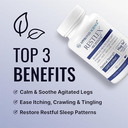 Approved Science Restlex - 420 mg Magnesium Glycinate Blend, L-theanine 200 mg - 60 Capsules