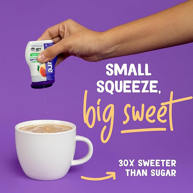 Pyure Organic Stevia Liquid Sweetener Keto Sugar Substitutes, Zero Calorie, Zero Sugar, Zero Carb, Plant-Based Sugar Free Liquid Stevia Extract, Simply Sweet, 1.8 oz (Pack of 4)