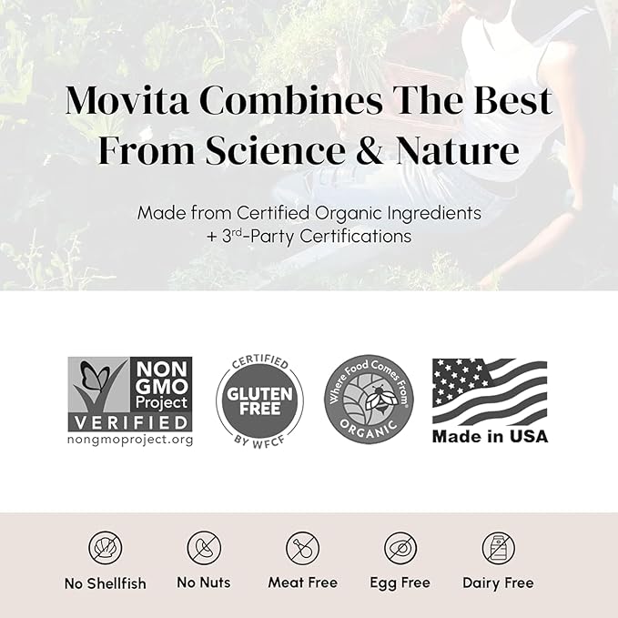 Movita Women’s Daily Multivitamin - Organic Fermented Whole Foods for Enhanced Energy, Immunity & Vitality - Vegan, Gluten-Free, Non-GMO - 30-Day Supply (Glass Bottle)
