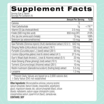 Swisse Saw Palmetto Prostate Supplement for Men | Reproductive Health & Prostate Support with Zinc, Selenium & Stinging Nettle | 50 Tablets