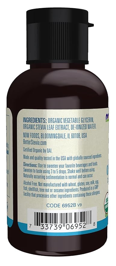 NOW Foods, Better Stevia Liquid, Glycerite, Zero-Calorie Liquid Sweetener, Low Glycemic Impact, Certified Non-GMO, 2-Ounce (Pack of 2)