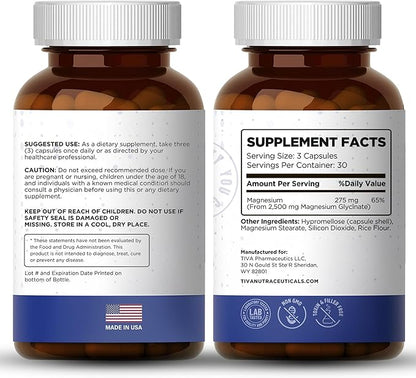 Magnesium Glycinate – Gentle & Highly Absorbable Magnesium for Sleep, Muscle Relaxation & Heart Health | Chelated Magnesium Complex for Energy & Bone Support | 90 Capsules