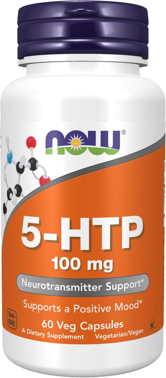 NOW Foods Supplements, 5-HTP (5-hydroxytryptophan) 100 mg, Neurotransmitter Support*, 60 Veg Capsules