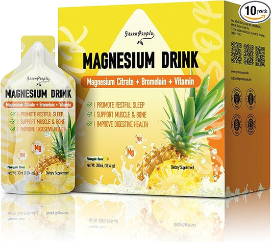 7-in-1 Magnesium Citrate Liquid, Magnesium Citrate Supplements Drink with 280mg Magnesium, Zinc, Bromelain, Vitamin C D3 B6, Muscle & Sleep Support for Kids & Adult, 1 fl.Oz (10Pcs)