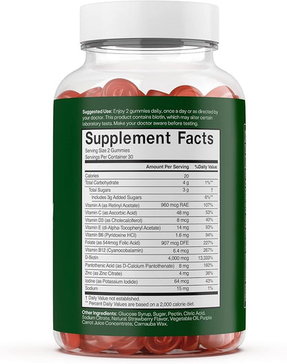 Embody: 60 Skin Gummies Multivitamin Retinol Gummy | Vitamin A Supplement for Anti-Aging, Glowing, Youthful & Clear Skin | Strong Hair & Nails with Biotin, Vitamin C, B12 & Zinc