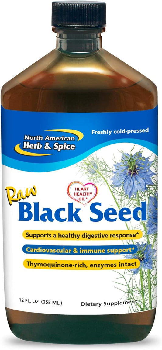North American Herb & Spice Black Seed Oil - 12 fl oz - Digestive & Immune Support - Contains Oreganol P73 Oregano Oil & Rosemary Oil - Non-GMO - 72 Servings