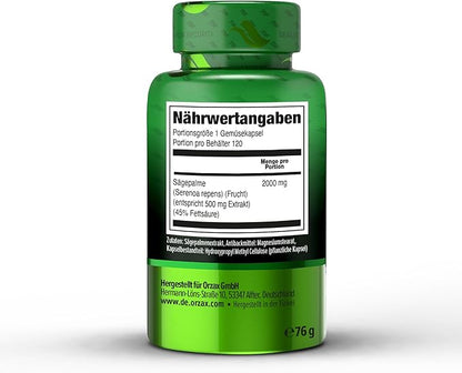 ORZAX Prostate Supplement with Saw Palmetto Extract 2000 mg for Men - Hair & Urinary Support - 120 Veg Capsules - (120-Day Supply)