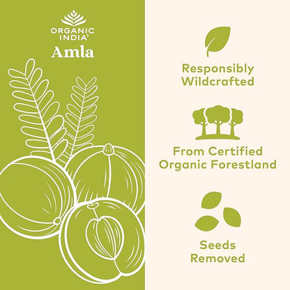 ORGANIC INDIA Amla Capsules Organic - Indian Gooseberry Herbal Vitamin Supplement, Amla Supplement, Immune Support, Vegan, Gluten-Free, Ayurvedic, Antioxidant, Non-GMO - 90 Capsules