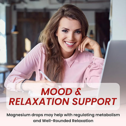 Triple Magnesium Complex Supplement, Magnesium Glycinate, threonate, Citrate Liquid Drops 1000mg with Ashwagandha, CoQ10, Vitamin B6, C, D, Zinc - Vegan Raspberry Flavor