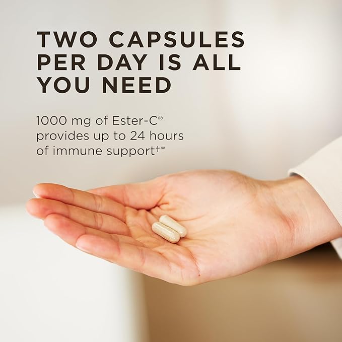 Solgar Ester-C Plus 500 mg Vitamin C (Ascorbate Complex), 100 Vegetable Capsules - Gentle & Non Acidic - Antioxidant & Immune Support - Non GMO, Vegan, Gluten Free, Kosher - 100 Servings