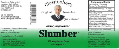 Christopher's Original Formulas Slumber Capsules, Natural Sleep Aid, 100 Veg Caps