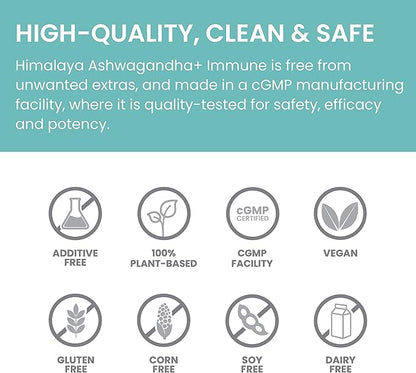 Himalaya Ashwagandha+ Immune with Ashwagandha, Elderberry, Zinc & Vitamin C for Active Immune Support, 60 Capsules, 1 Month Supply, Vegan, Gluten Free