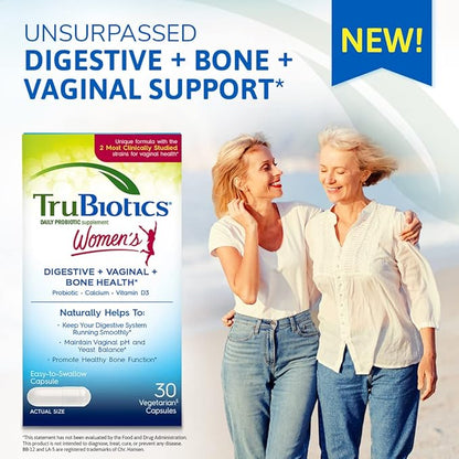 TruBiotics Probiotic for Women Probiotics for Digestive Health, Vaginal & Bone Health, Formulated with Bifidobacteria for Healthy Gut & Balanced pH, Daily Women's Probiotic Supplement, 30 Capsules