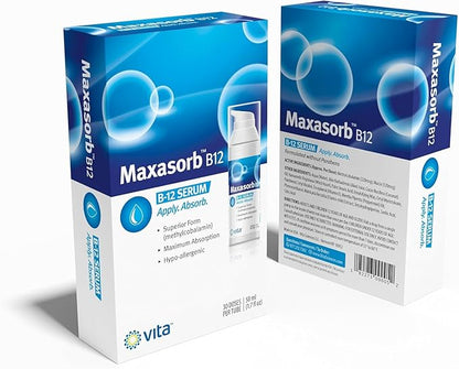 Vita Sciences Maxasorb B12 Vitamin B-12 Cream 1000 mcg: Powerful Topical Methylcobalamin for Energy, Health, and Glowing Skin - Pack of 6