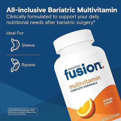 Bariatric Fusion Orange Cream Flavored Complete Chewable Bariatric Multivitamin with Iron for Bariatric Surgery Patients Including Gastric Bypass and Sleeve Gastrectomy - 120 Tablets