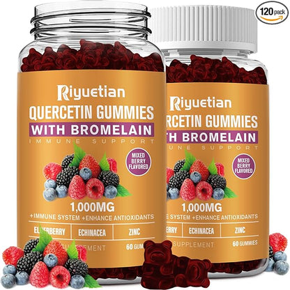 Bromelain, with Zinc, Vitamin C, Elderberry for Lung Immune Support Supplement for Kids Adults, Cardiovascular,Aging Support Chewable Vitamins,Vegan, 120 Count