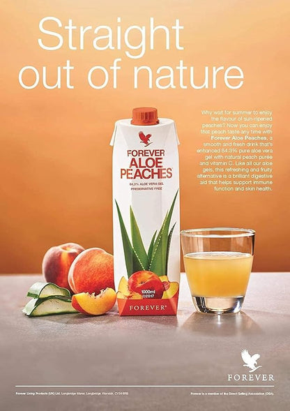Forever Living - Aloe Peaches, Pure Aloe with Real Peach Flavor, Supports Digestion and Immune System, Vegan and Gluten-Free, 33.8 fl oz, 1 Pack