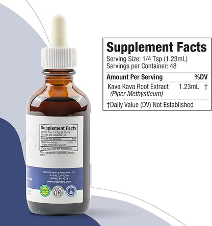 Rejuvica Health Kava Kava Root Extract Supplement - Active Kava Kava - Potent Relaxation & Calm - Liquid Extract - Piper Methysticum - Noble Variety - Naturally Occurring Kavalactones - 96 Servings