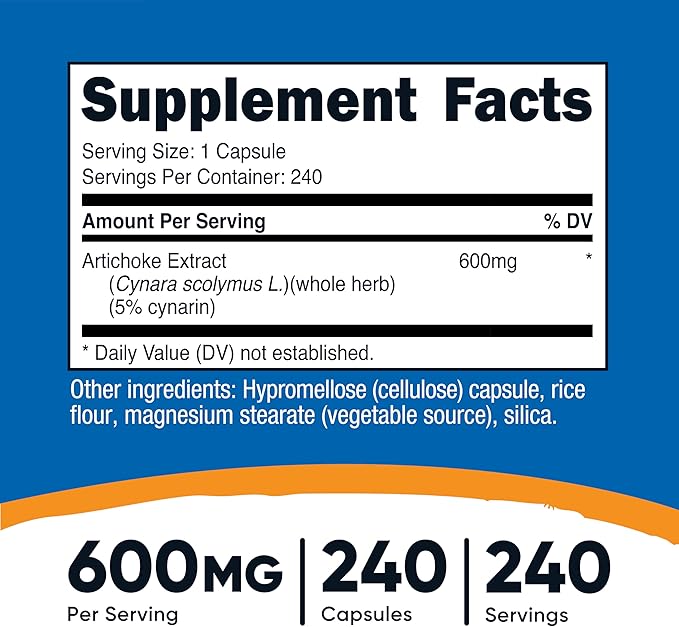 Nutricost Artichoke Extract 600mg, 240 Vegetarian Capsules - Gluten Free, Non-GMO